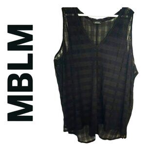 M.B.L.M Black Sleeveless Sheer Top With Back Knot Plus Size 5